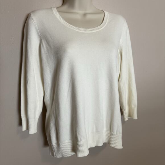 New W/Tags Lands' End Woman's 3/4 Sleeve Sweater Ivory Small Petite - Picture 1 of 7